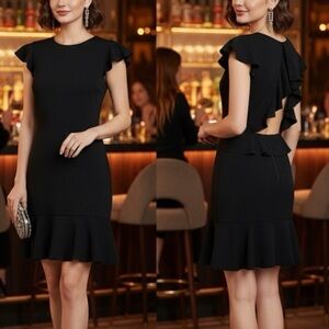 JAYGODFREY Black Ruffle Open Back Dress